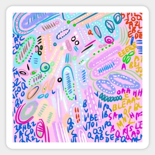 Pastel colors with shapes and numbers modern art expressionalism Sticker